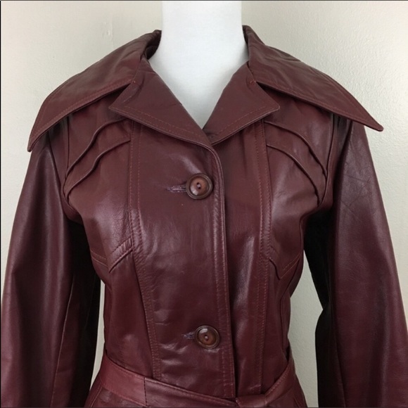 Leathercraft Process of America Jackets & Coats Vintage 7s Leather Mid Thigh Belted Coat